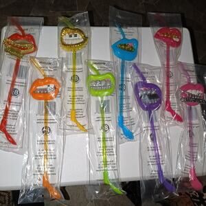 Mouth Pop Grills Grillz 7 Eleven 7-11 Slurpee Straw Lot of 8 NEW Complete Set